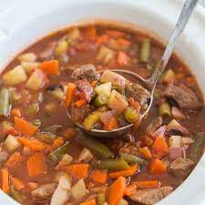 slow cooker vegetable beef soup or