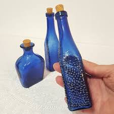 Cobalt Blue Glass Bottles With Cork Set