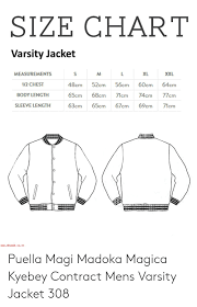 Size Chart Varsity Jacket Xl Xxl Measurements 48cm52c56cm