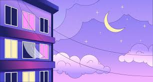 windows apartment building night lo fi
