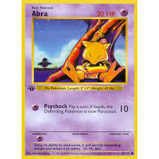 And let's go, eevee!, a wild abra will teleport away if the player tries to approach it from the front. Abra 43 102 Base Set 1st Edition Shadowless Common Pokemon Card Near Mint Tcg