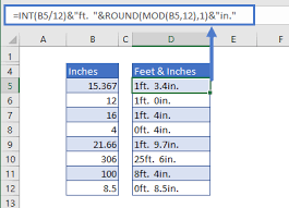 convert inches to feet and inches in