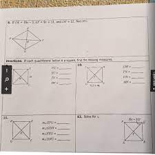 If each quadrilateral below is a square, find. Solved If De 16x 3 Ef 9x 11 And Df 52 Find Hg Directions If Each Quadrilateral Below Is A Square Find The Missing Measures 10 Vu Course Hero