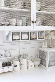 Chicken wire cabinet doors farmhouse kitchen decor. Love White Chic Kitchen Chicken Wire Cabinets Home Kitchens