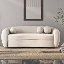 82 modern white boucle 3 seaters curved sofa for living room