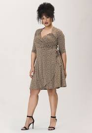 Sweetheart Wrap A Line Dress In Confetti Dot Chocolate Chip Brown Curve