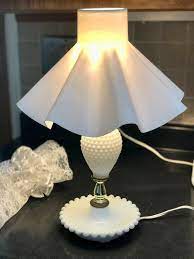 Vintage Milk Glass Hobnail Lamp With