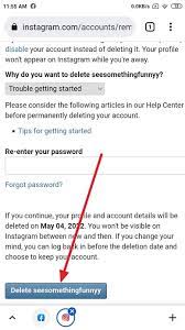 how to delete insram account without
