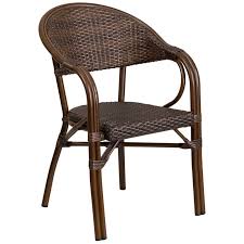 Dark Brown Rattan Chair With Bamboo