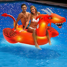 Amazon Com Aqua Oversized 8 Foot Led Inflatable Dragon Pool Floatie 4 Mode 16 Color Led Light Up Ride On Pool Float Fun Party Float Toys Games