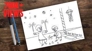 Festivals have been organized for thousands of years. How To Draw Diwali Festival Diwali Drawing Part 1 Youtube