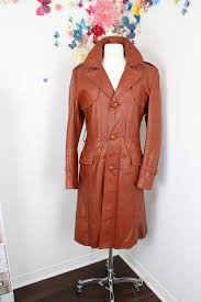 1970s Leather Trench Coat With Zip Out