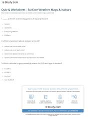 Quiz Worksheet Surface Weather Maps Isobars Study Com