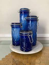 Blue Glass Canister Jars