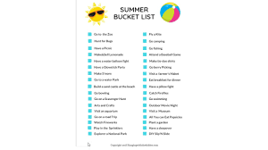 family summer bucket list printable