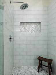Staggered Gray Glass Shower Wall Tiles