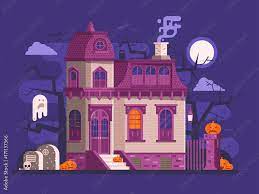 halloween ghost house scene with