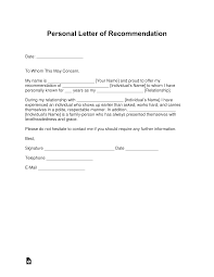 free letter of recommendation templates