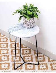 Solid Marble Side Table Black Legs