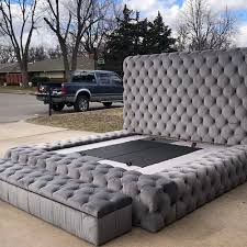 Extra Wide Bed Frame Crystal Tufted