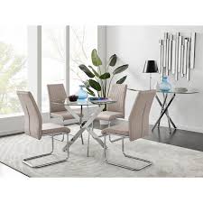 The chairs come with sturdy armrests and seat cushions for maximum comfort. Novara Chrome Metal Dining Table 4 Lorenzo Chairs Furniturebox