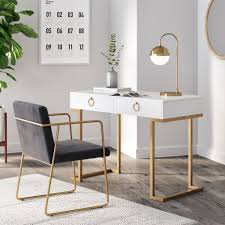 Finding the right desk can be easy when shopping where there are a variety from which to choose. Leighton Two Drawer Writing Desk Black Gold Nathan James