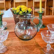 Large Bubble Glass Water Pitcher