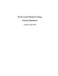 Weill Cornell Medical College Student Handbook Updated April