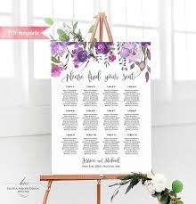 Printable Purple Lavender Floral Seating Chart Board