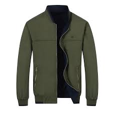 Men S Casual Reversible Cotton Jacket Light Windbreaker Jacket Army Green 015 Cw1843tr2q7 Mens Outerwear Jacket Mens Outfits Men Casual