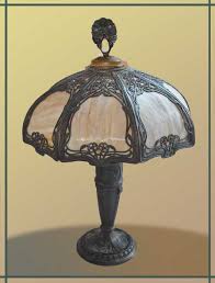 Bent Glass Table Lamp With Filigree