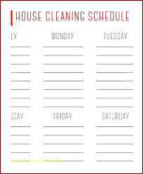 Chore Schedule Template Weekly Housekeeping For Excel 2 Chart House