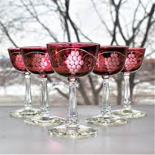 Glassware 6 Etched Red Wine Glass