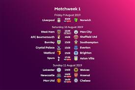 Welcome to the official facebook fan page of the premier league. Premier League Fixtures For 2019 20