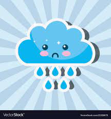 kawaii rain cloud drops cartoon weather