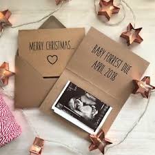 Details About Christmas Surprise Pregnancy Announcement Cards Reveal Vintage Rustic Kraft