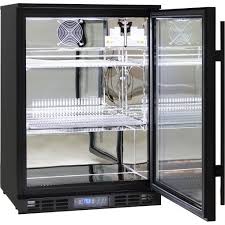 black commercial glass door bar fridge