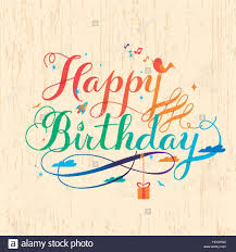 Colorful Happy Birthday Calligraphy Design In Lovely Style Stock