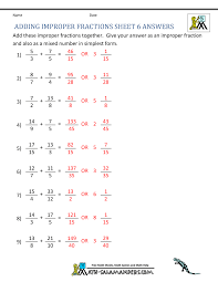 Add 2 or 3 fractions with different denominators; Adding Improper Fractions Support Page