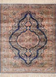 aalam blue hand knotted silk rugs pae