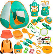 Kids camping gear can introduce them to a whole new world of outdoor adventures. Amazon Com Meland Kids Camping Set With Tent 24pcs Camping Gear Tool Pretend Play Set For Toddlers Kids Boys Girls Outdoor Toy Birthday Gift Toys Games