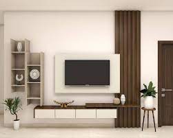 Compact Tv Unit Design With Wooden Back