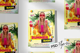 summer bash party psd flyer template