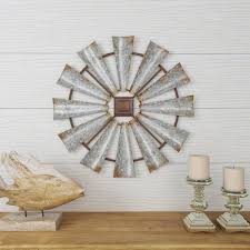Metal Silver Windmill Wall Decor 22615
