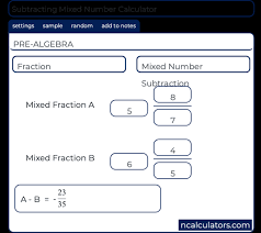 Subtracting Mixed Number Calculator
