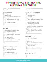 professional checklist for cleaning the