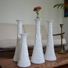Vintage Milk Glass Vases Five Milk