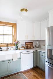 gray cabinets and white appliances