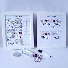 Childrens Chore Chart Job Chart Pocket Money Chart Family Chores Magnetic With Coins And Dry Wipe Pen Customisable And Personalised 2 Charts