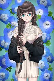 Search results for brown hair blue eyes. 3840x1080px Free Download Hd Wallpaper Anime Anime Girls Glasses Flowers Blue Eyes Dark Hair Wallpaper Flare
